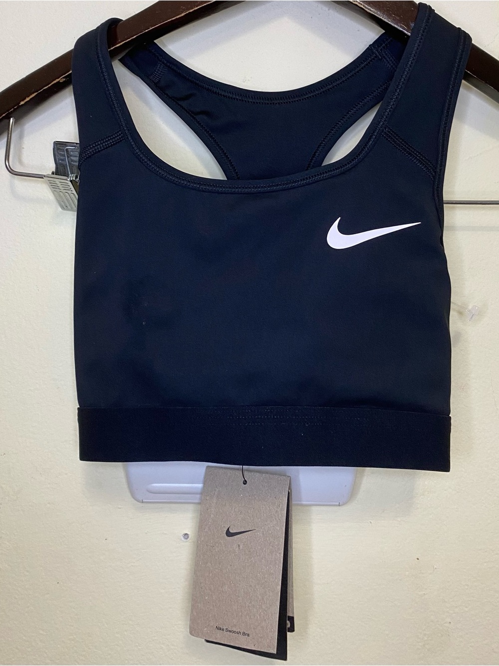Nike Black Racerback Sports Bra with White Swoosh